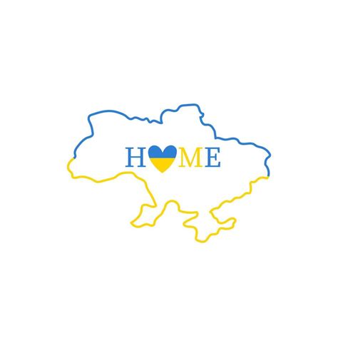 Ukraine map outline. Home. Ukrainian flag. Vector 20257884 Vector Art ...