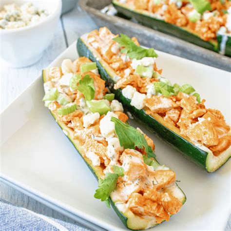 Air Fryer Buffalo Chicken Zucchini Boats Fork To Spoon