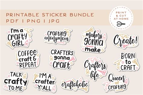 Crafting Sticker Bundle Craft Create Printable Stickers Graphic By Geminipaperie · Creative