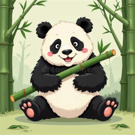 how to draw a panda bear eating bamboo