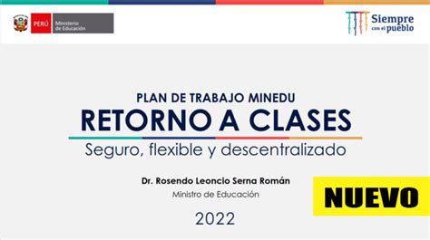 Minedu Publica Plan De Trabajo Para El Retorno A Clases Marzo 2022