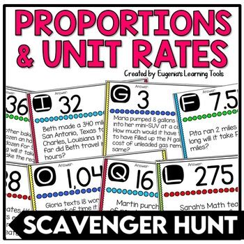 Unit Rates And Proportions Scavenger Hunt By Eugenia S Learning Tools