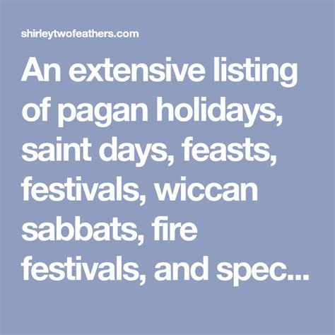 Pagan Holidays and Festivals