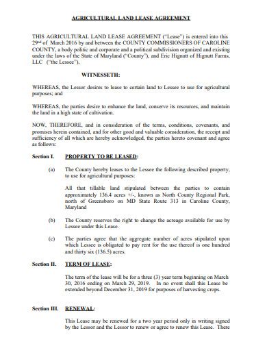 Farm Land Rental Agreement 4 Examples Format Pdf