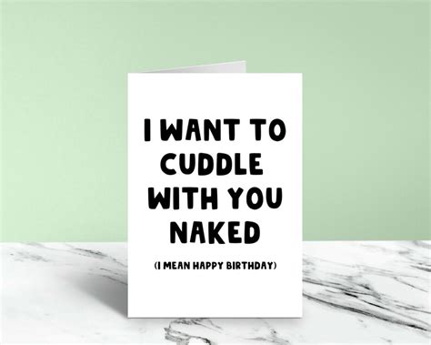 Naked Cuddle Birthday Card Rude Birthday Greeting Sexy Etsy