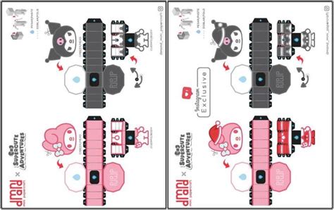 Papermau My Melody And Kuromi Paper Toys By Dmand Mini Papercraft