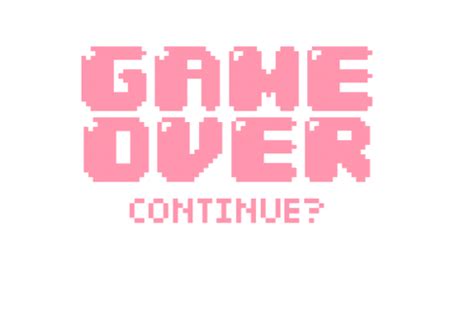 the words game over continue written in pink on a white background