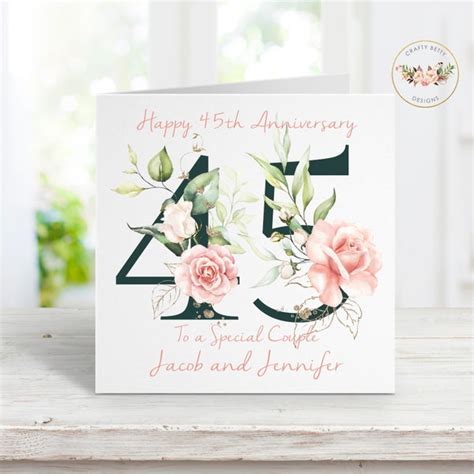 45th Wedding Anniversary Cards Etsy Uk