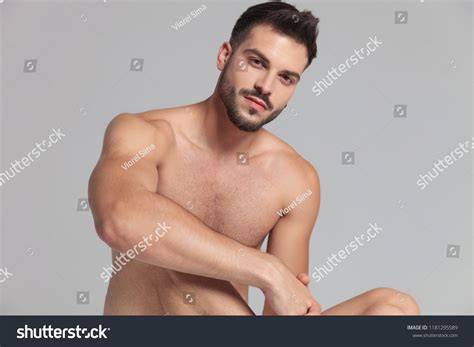 Portrait Sexy Naked Seated Man Posing Stock Photo Shutterstock