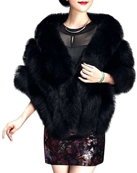 Women S Luxury Soft Long Faux Fur Shawl Wraps Cloak Coat Wedding Party