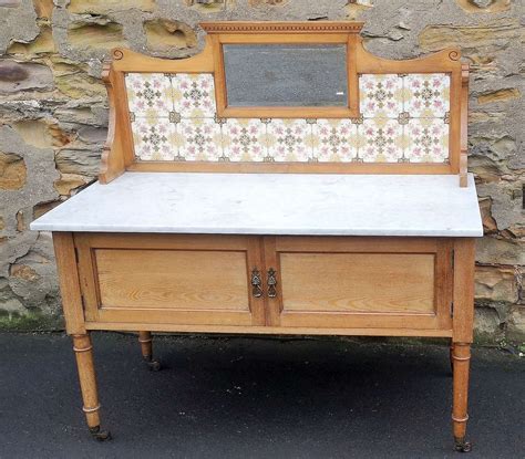 Edwardian Ash Marble Top Washstand