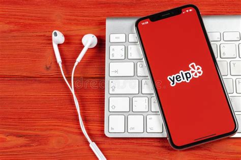 Yelp Application Icon on Apple IPhone X Screen Close-up. Yelp App Icon ...