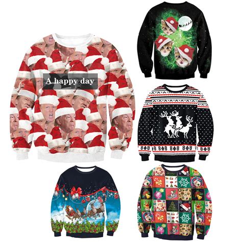 Many Trump Face Ugly Christmas Sweater Unisex Men Women Santa Elf