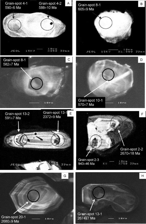 Cathodoluminescence scanning-electron-microscopy images of selected ...