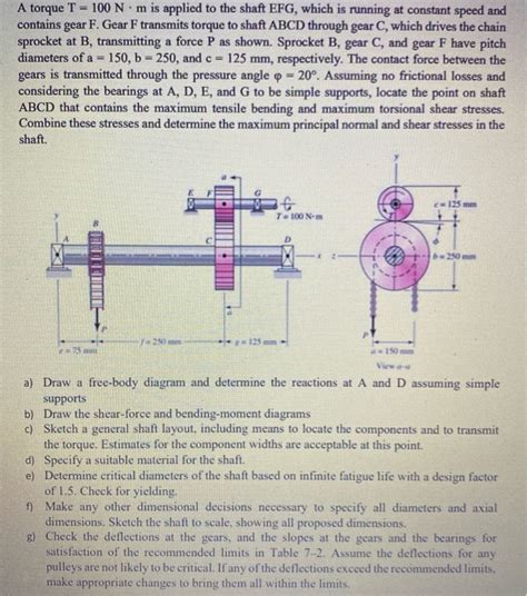 Solved A Torque T Nm Is Applied To The Shaft Efg Chegg