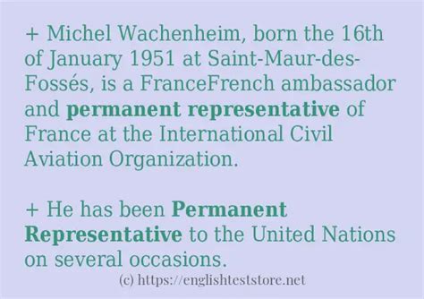 "permanent representative" in-sentences - EnglishTestStore Blog