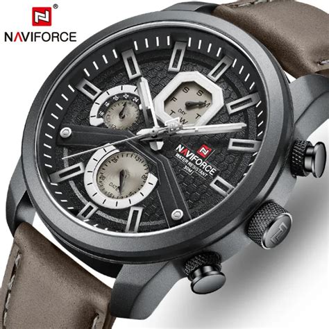 NAVIFORCE Top Original Brand Military Men S Watch Casual Quartz Leather