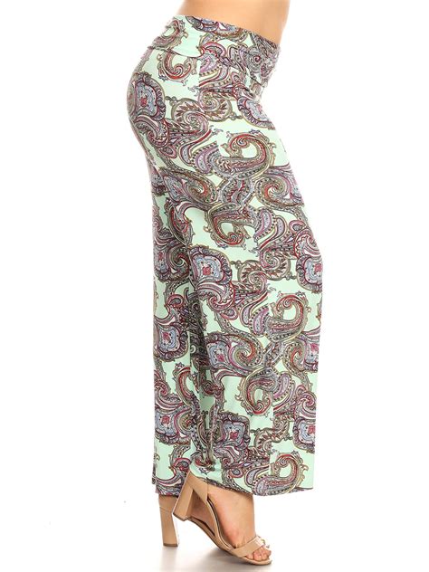 White Mark Womens Plus Size Paisley Printed Palazzo Pants