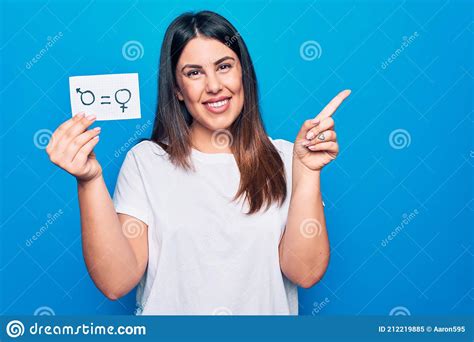 Beautiful Woman Asking For Sex Discrimination Holding Paper With Gender