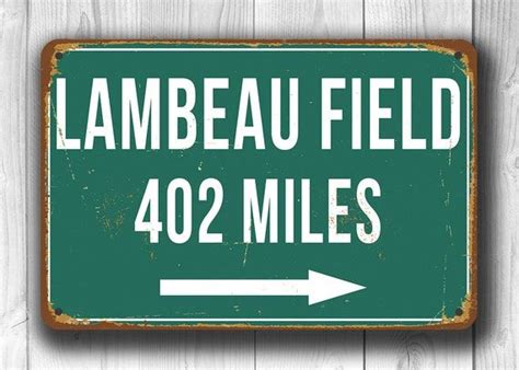 personalized lambeau field distance sign green bay packers decor