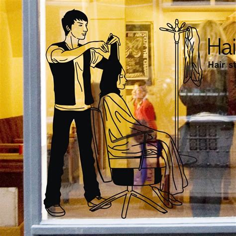 Hairdresser Sex Girls Lady Hair Salon Name Wall Sticker Hair Cutting Wall Decal Hairdressing