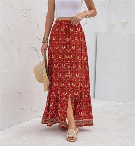 Magnolia Bohemian Floral Print Maxi Skirt Floral Print Maxi Skirt