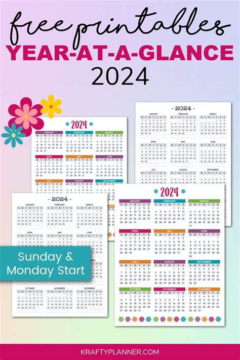 Free Printable Year At A Glance Calendar Krafty Planner In