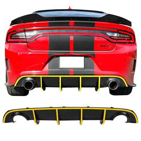 Ikon Motorsports Compatible With 15 23 Dodge Charger Srt V2 Style Rear Diffuser With Yellow