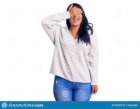 Hispanic Woman With Long Hair Wearing Casual Clothes Smiling And