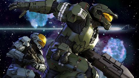 Two Black And Green Robot Character Wallpapers Halo Master Chief