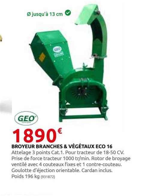 Promo Broyeur Branches Végétaux Eco 16 Geo chez Rural Master