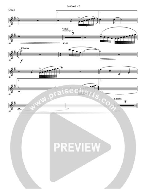 So Good Oboe Sheet Music Pdf G Worship Praisecharts