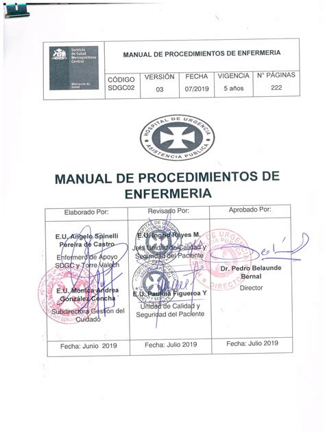 Manual De Procedimientos De Enfermer A V Manual De Procedimientos