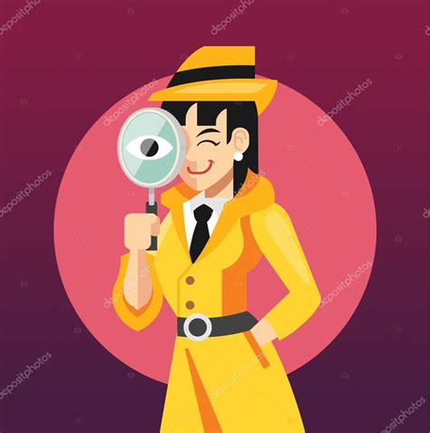 Vector Mujer Detective Plano Ilustraci N