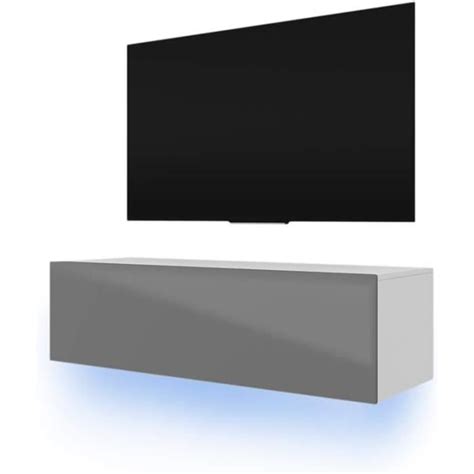 Banc Tv Trahoo Tv Meuble Skylara Blanc Mat Gris Brillant