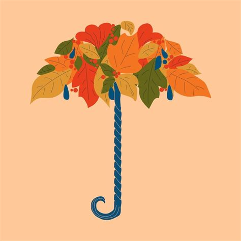 Premium Vector Autumn Umbrella Made Of Leaves Vector In Cartoon