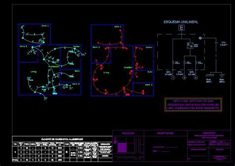 Plano Electrico Vivienda 70 M2 En Autocad Librería Cad