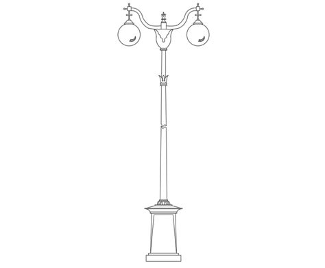 Modern Street Light Pole Front Elevation Cad Block Details Dwg File