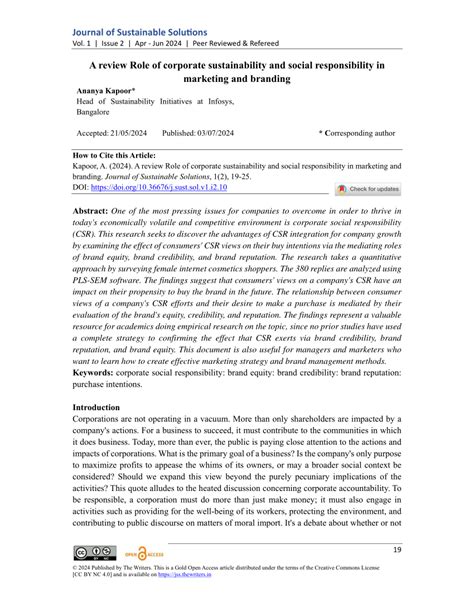 Pdf A Review Role Of Corporate Sustainability And Social