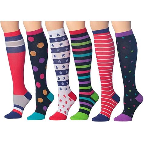 Ronnox Women's 3 Or 6-Pairs Colorful Patterned Knee High Graduated ...