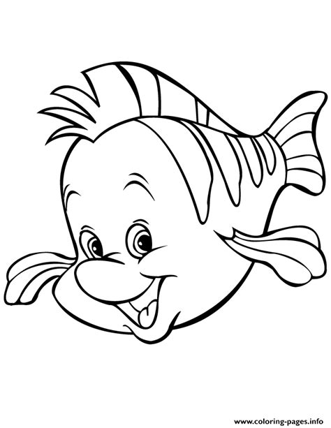 Cute Cartoon Flounder Fish Coloring Pages Printable