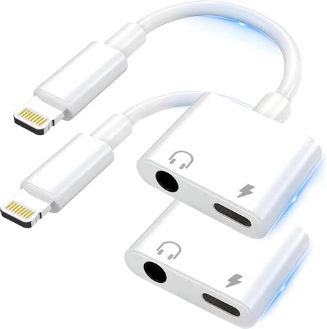 Apple Mfi Certified 2 Pack Iphone Headphone Adapter 2 In 1 Charger And Aux Audio Splitter