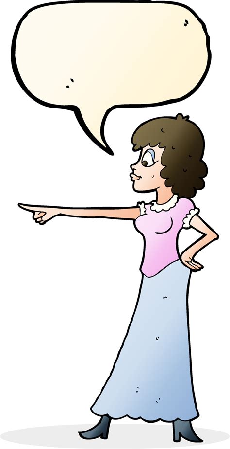 Cartoon Woman Pointing Finger With Speech Bubble 12316135 Vector Art At