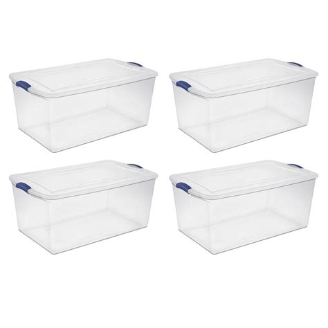 Sterilite 105 Qt Latch Box Large Storage Containers Stadium Blue