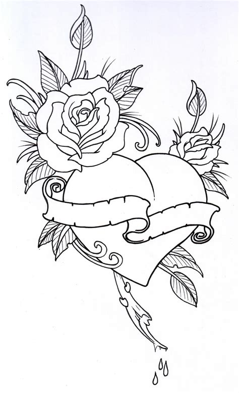 Hearts And Roses Sketch at PaintingValley.com | Explore collection of ...