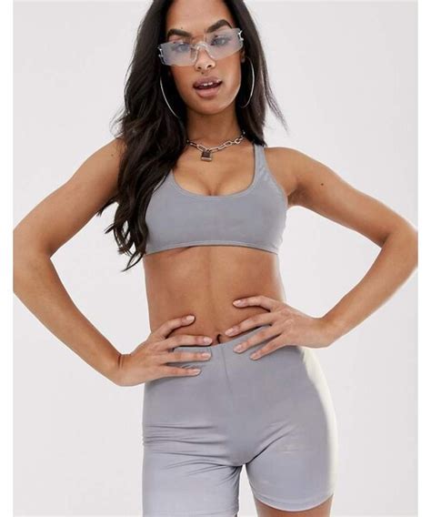 Jaded London Jaded London Crop Bikini Top In Reflective