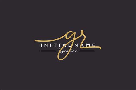 Initial GR Signature Logo Template Vector Hand Drawn Calligraphy