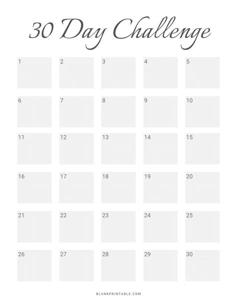 Printable 30 Day Challenge Calendar To Track Your Fitness Use This Blank Template For Workout