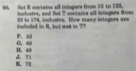 Solved 00 Set R Contains All Integers From 10 To 125 Inclusive And