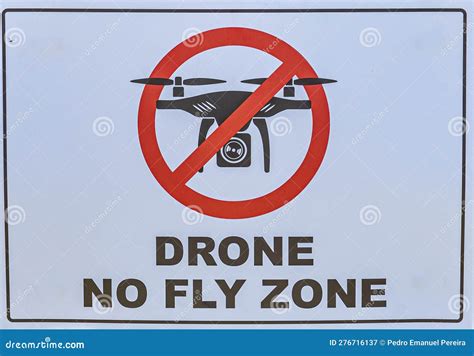 Sign Prohibiting The Use Of Drones Drone No Fly Zone Stock Image